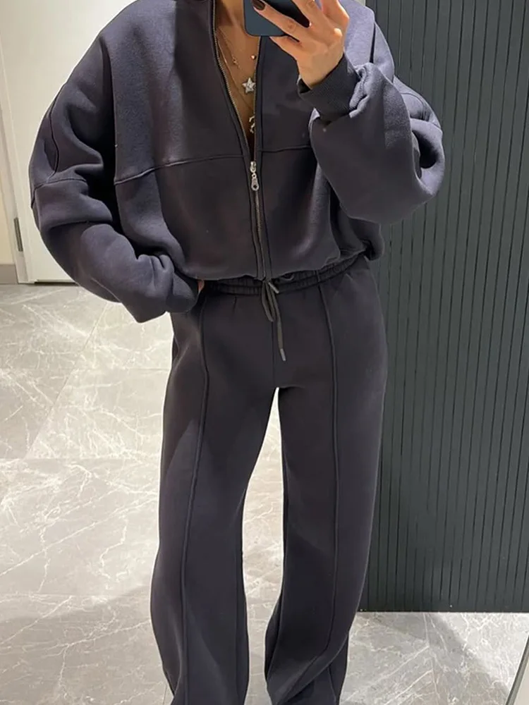 DSMTRC Fashion Casual Women's Tracksuit Sets Hooded Sweatshirt+Elastic-waist Running Trousers Two Piece Suits 2025 Sport Outfits