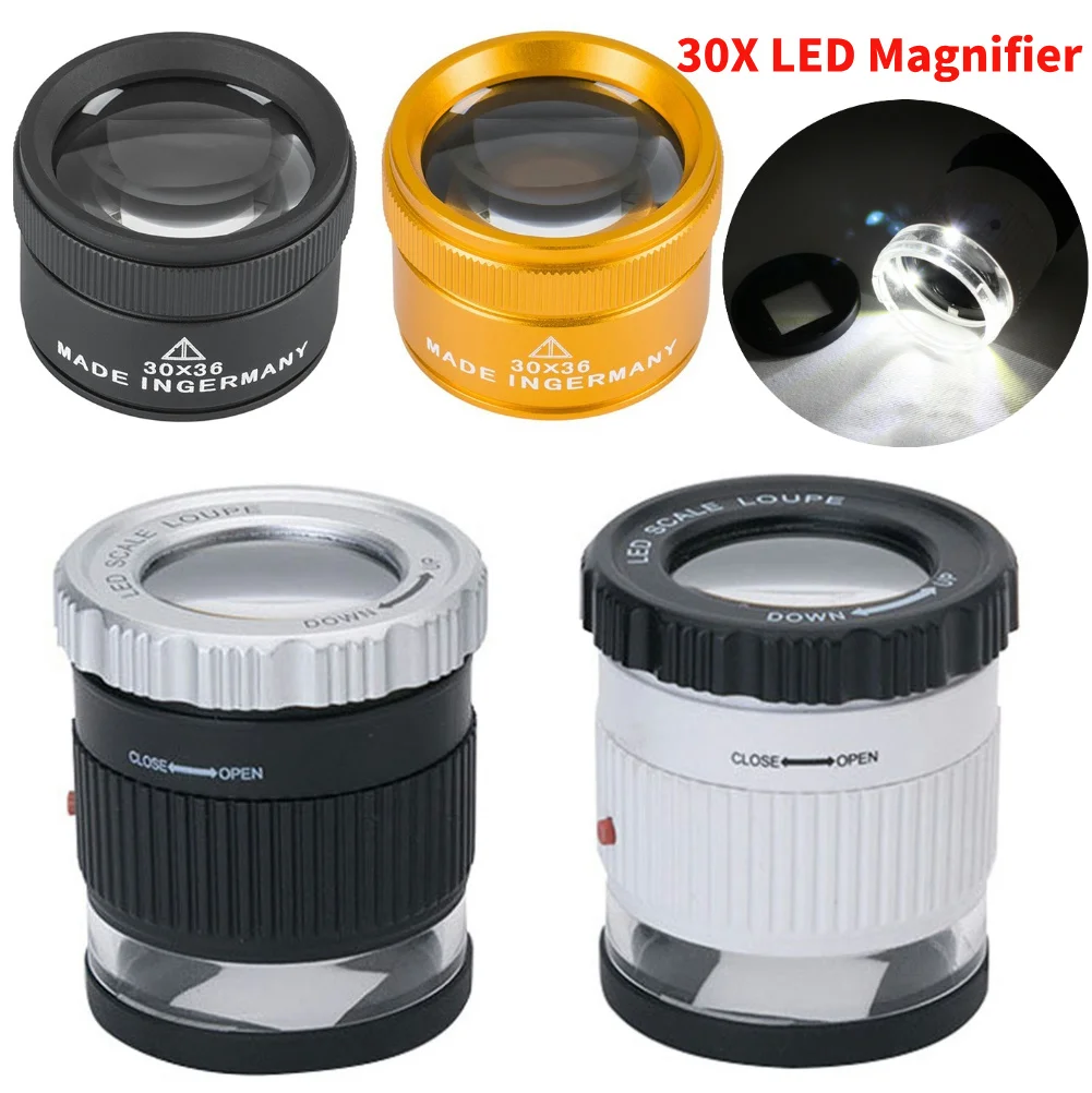 3/5/10/30X عدسة مكبرة K9 عدسة بصرية أحادية المكبر المكبر عدسة العين ساعة إصلاح لعملة المعدات الطوابع مجوهرات Lupe العدسة