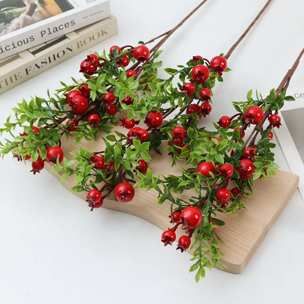 

24 Fruit Artificial Pomegranate Branches Plastic Handmade Foam Fruits Branches Elegant Realistic Fake Plants Birthday Decor