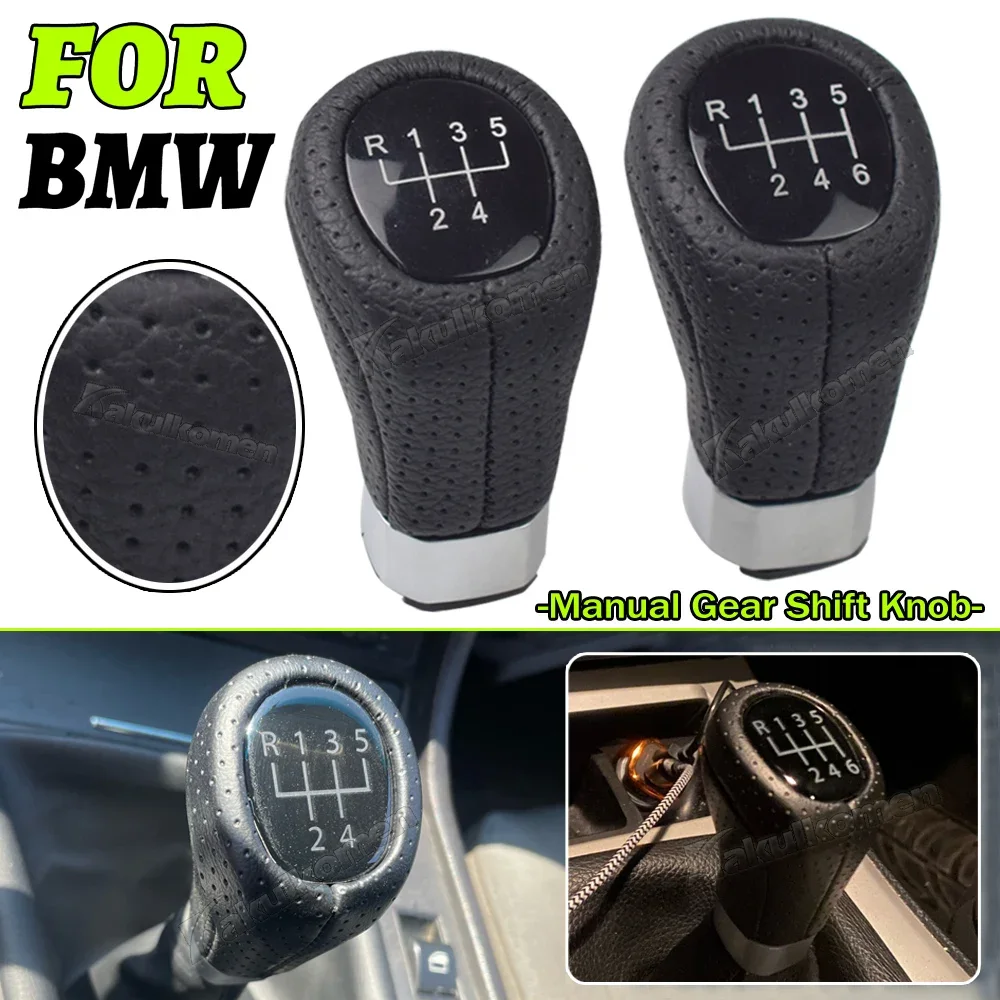 1Pcs Black Leather Gear Shift Knob Cover 6 Speed For BMW E46 330ci E60 M5 525i 528xi E61 535xiT E63 M6 E64 645ciConv Accessories