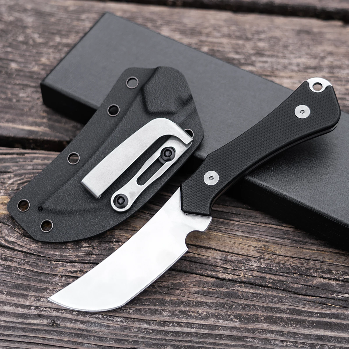 

Нож с фиксированным клинком, 8-дюймовый клинок с ножнами в стиле K, конструкция из стали D2, рукоять из G10. Идеально подходит для использования на природе и в походах.