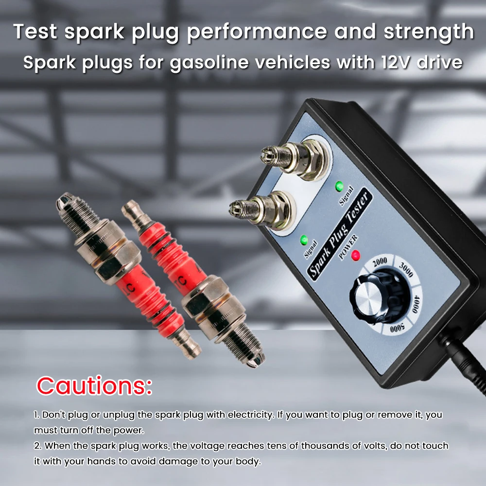 Universal Dual Hole Spark Plug Tester Adjustable In-Line Ignition Plug Analyzer Spark Plug Test Pen Ignition Coil Checker Spark