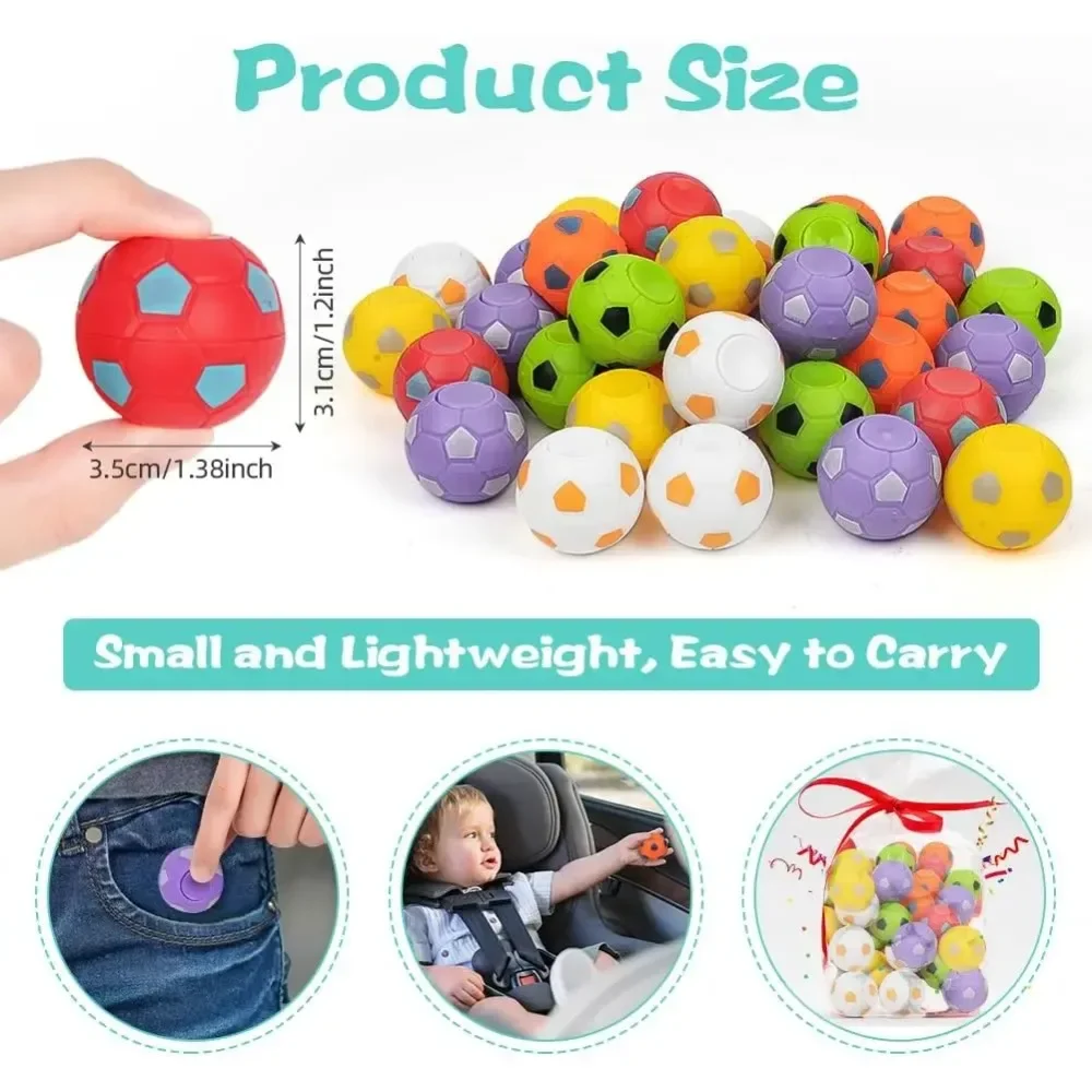 10 PCS Mini Fidget Spinner Soccer Balls Sensory Finger Stress Relief Toys Kids Party Favors Goodie Bag Stuffers Birthday Gifts