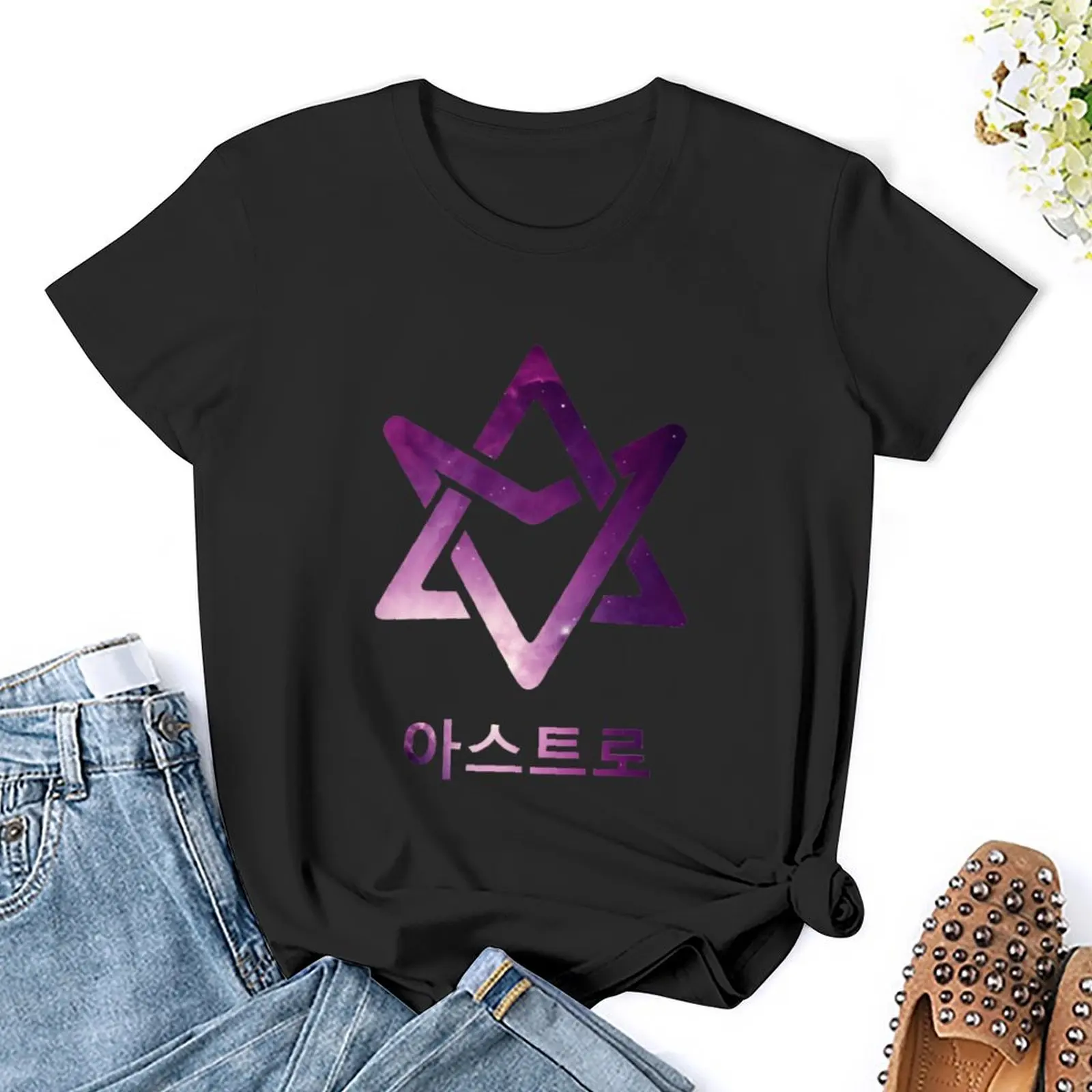 Camiseta con logotipo de ASTRO KPOP GALAXY para mujer, tops de talla grande, ropa de anime divertida, camiseta para mujer