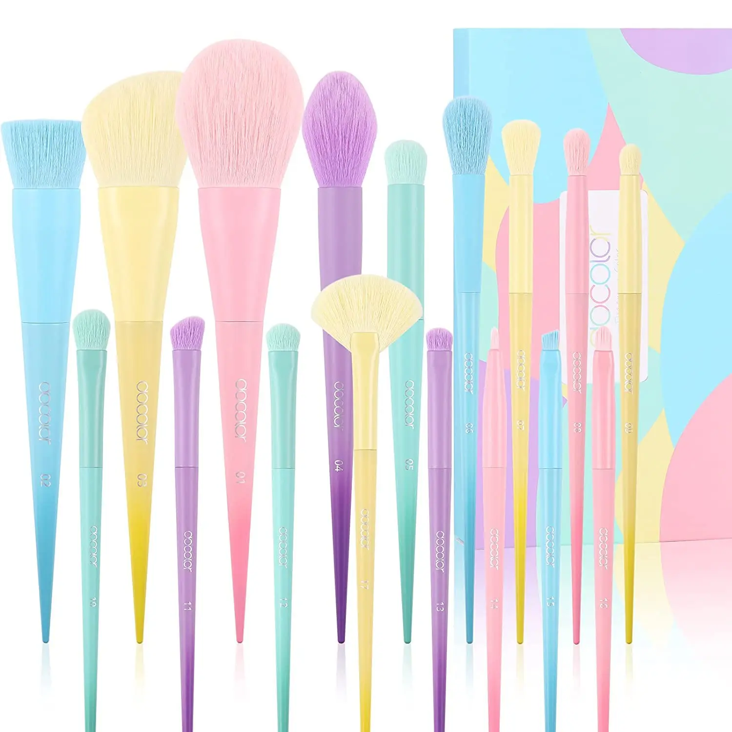 

17Pcs Colourful Makeup Brush Set Premium Gift Foundation Blending Face Powder Blush Concealer Eyeshadow Rainbow Makeup Brush Set