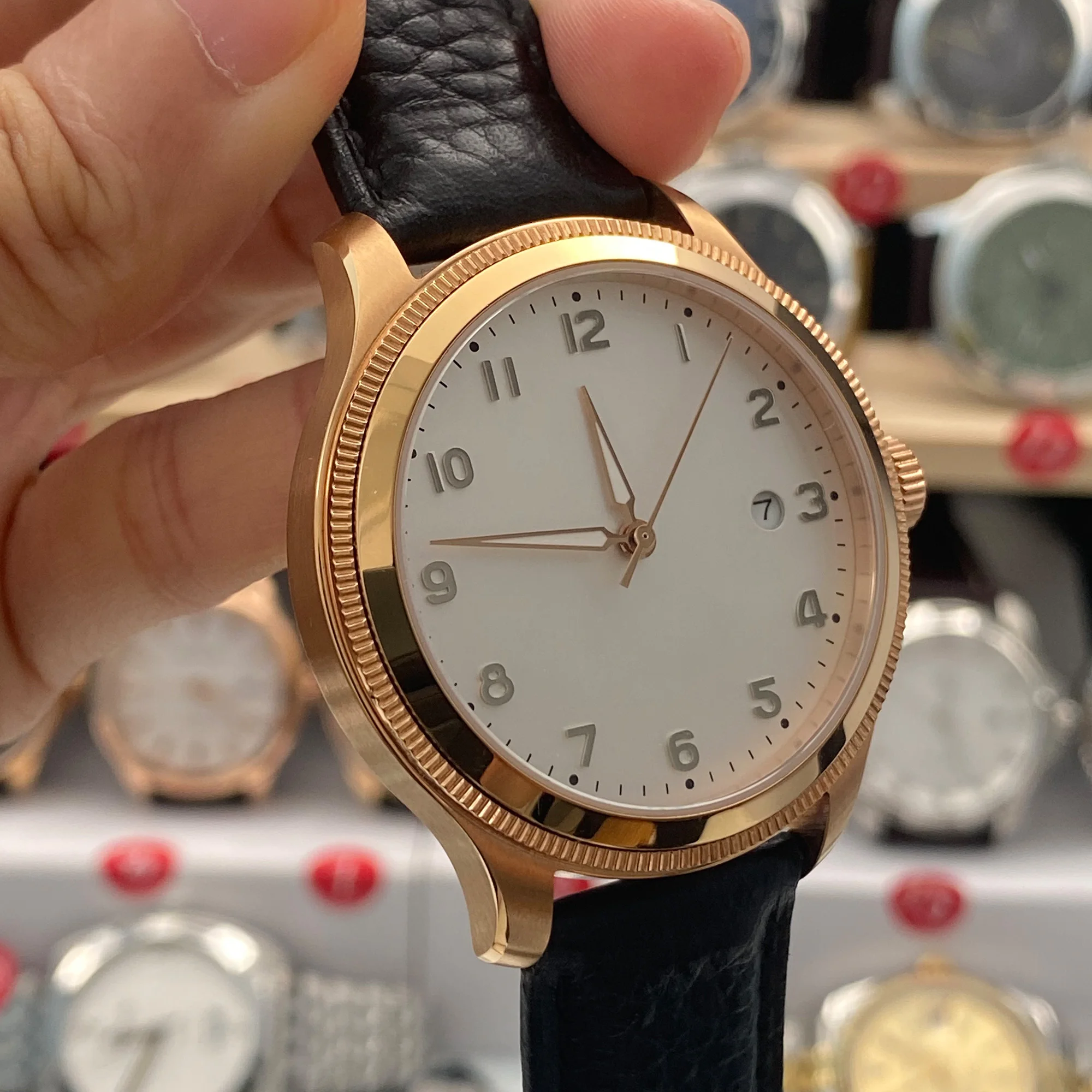 Fashion Parnis 41mm Rose Gold Case Mechanical Automatic Men Watch Leather Strap Sapphire Crystal Watches For Men 2026 Man Clock