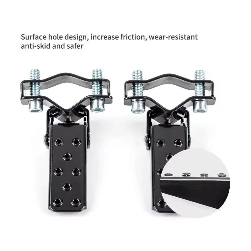 Universal Retro Clamp-on Steel Foldable Foot Step Bike Folding Pedal Footrest Footpeg for Honda Yamaha Suzuki Harley Benelli