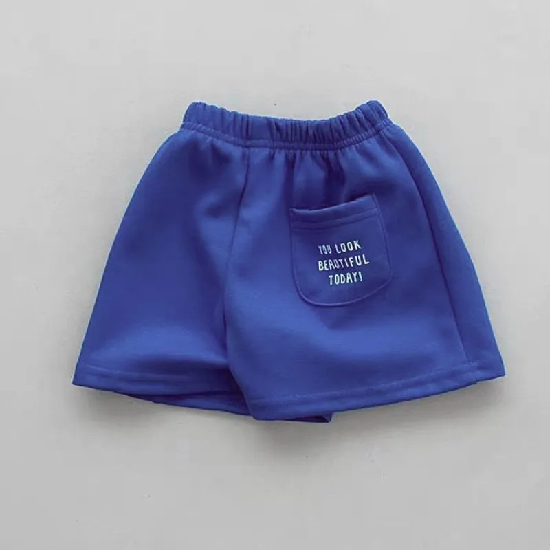 Sommer-Shorts für Mädchen mit dünnem Buchstaben-Print und Taschen, lockere Shorts mit elastischem Bund für Kleinkinder und Babys – Detail 7