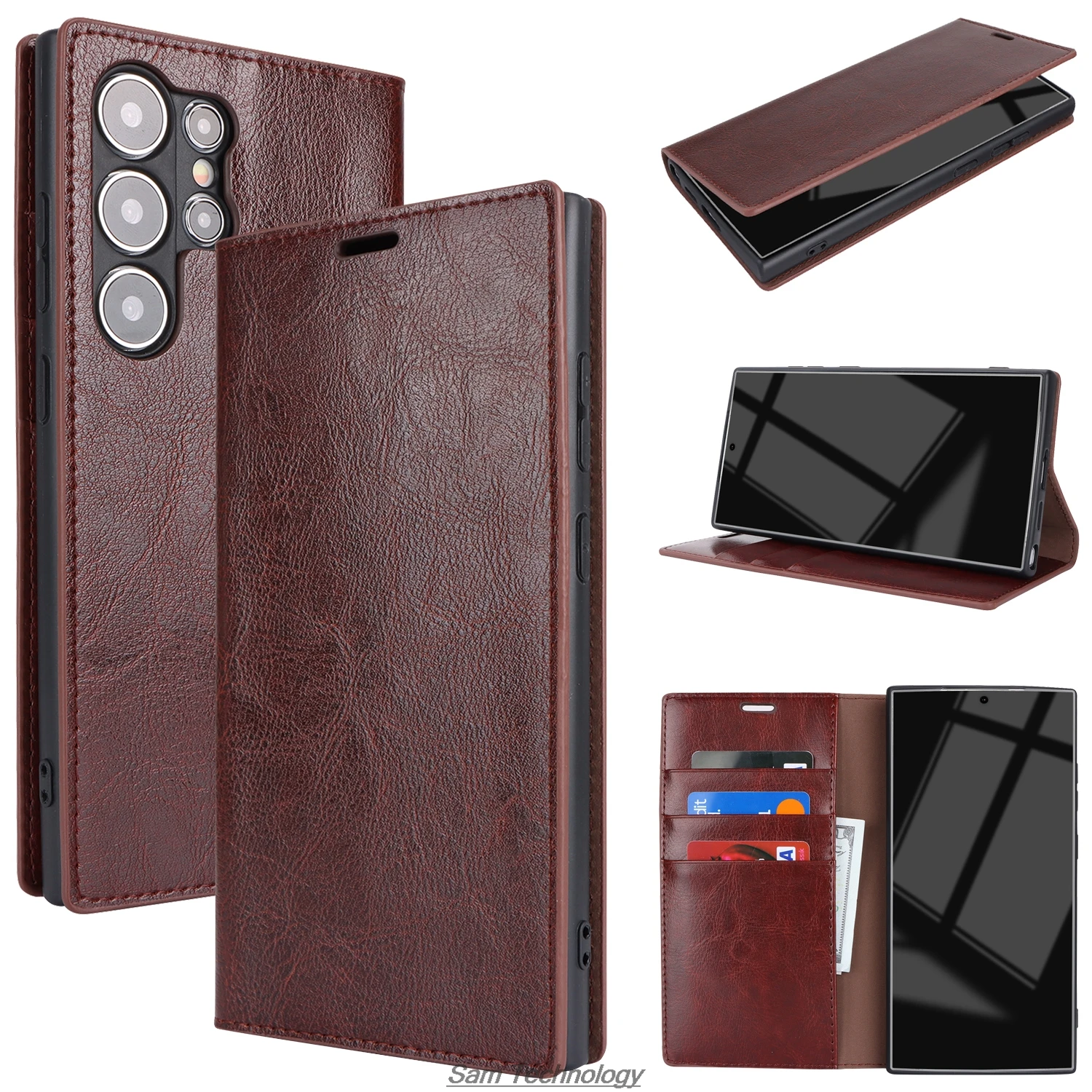 

Роскошный чехол-кошелек для Samsung Galaxy S24 Ultra S24U 6,8 дюйма, кожаный чехол премиум-класса с откидной крышкой, сумки в стиле ретро, деловая Capa Fundas Coque