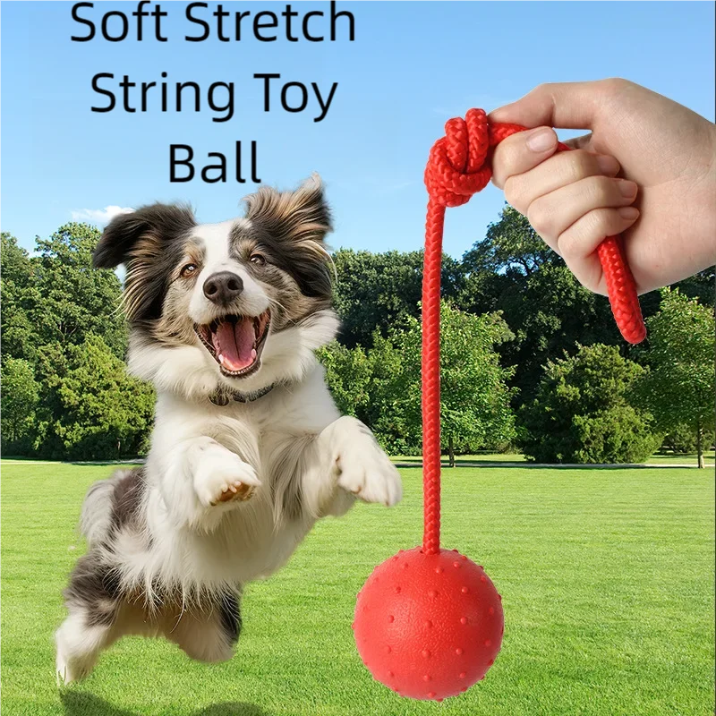 Gummiball mit Seil für Haustiere, Unzerstörbares Beißspielzeug, Lustiges Welpentraining, Solide Bälle, Hunde-Kauspielzeug, Interaktives Molar-Spielzeug