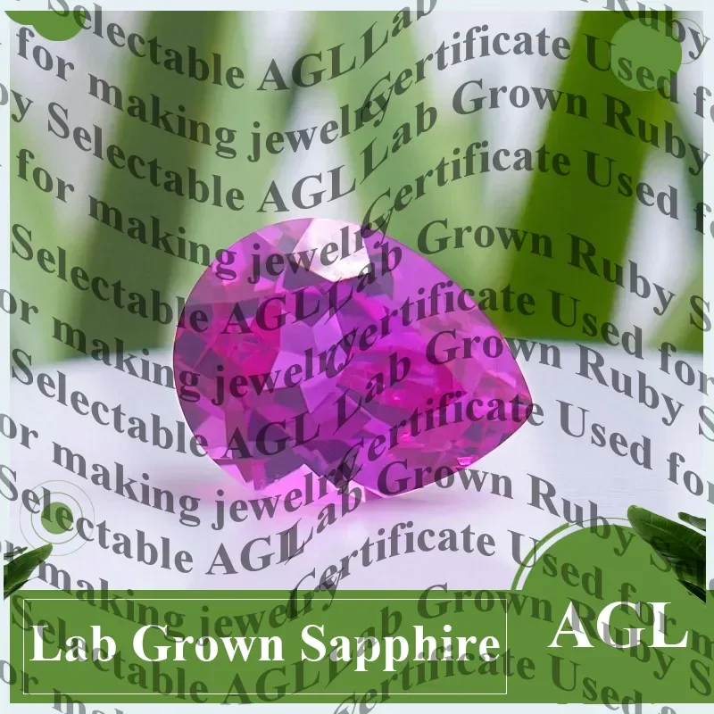 

Hot Sale Pear Cut Hot Pink Lab Grown Sapphire, Certified Loose Gemstone, DIY Inlay Stone for Ring Jewelry Making