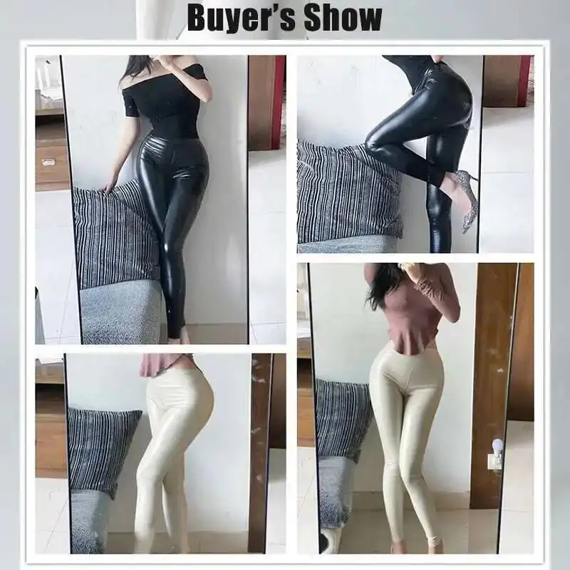 Invisible Zipper Open Crotch Sexy PU Leather Plus Size Leggings Yoga Pants High Waist Push Up Gym Casual Pencil Pants Bottoms - Image 4