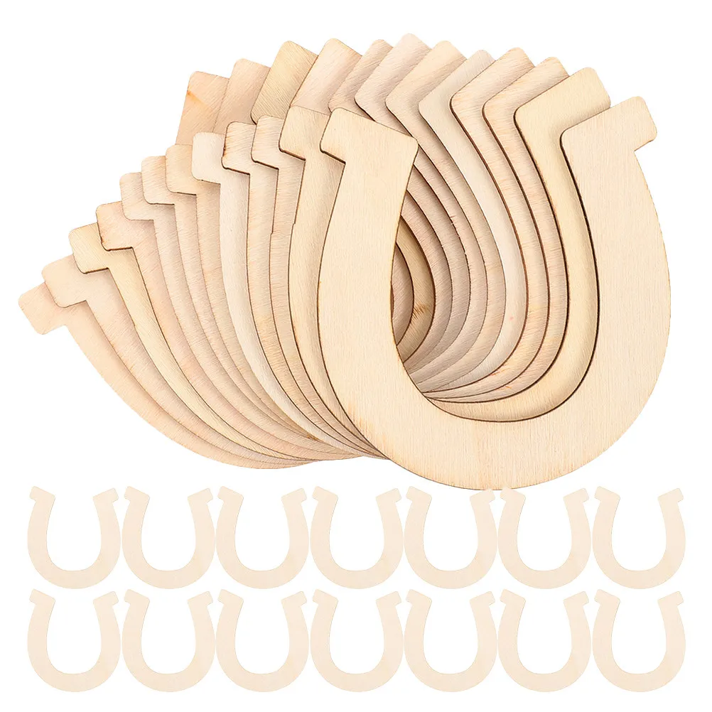 30Pcs Wooden Horseshoe Cutouts Unfinished Smooth Surface DIY Craft Supplies for Kids Family Art Projects Classroom Outdoor