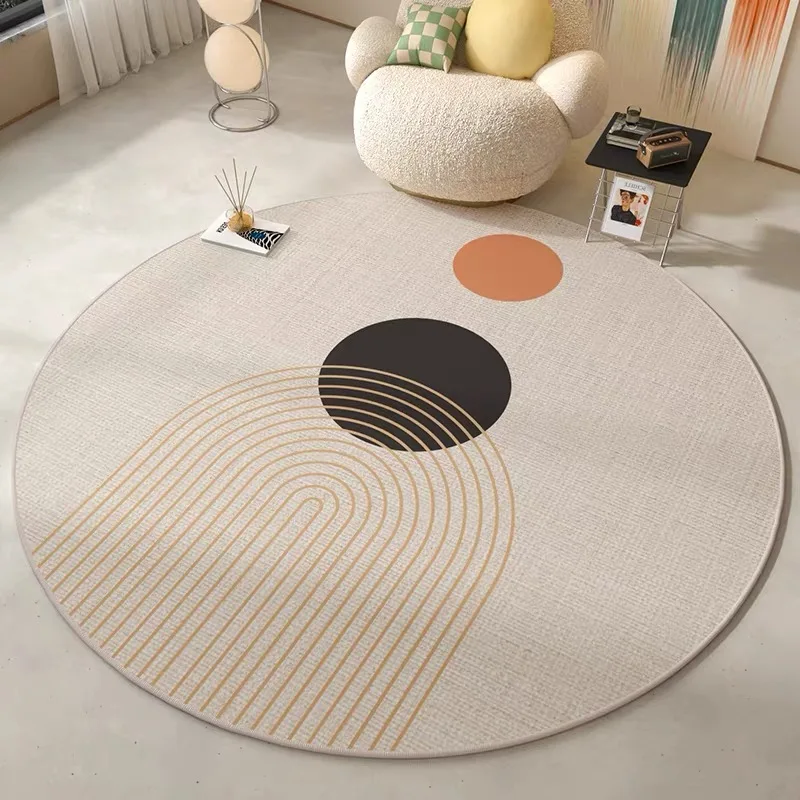 VIKAMA Crystal Pile Light Luxury Carpet Round Living Room Tea Table Rug Scandinavian Study Room Decorative Floor Mat