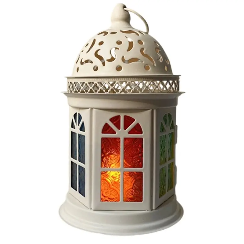 

Декоративный железный ветрочник ABFU в ретро-стиле, металлический подсвечник для ароматерапии, цветное стекло, украшения для свечей