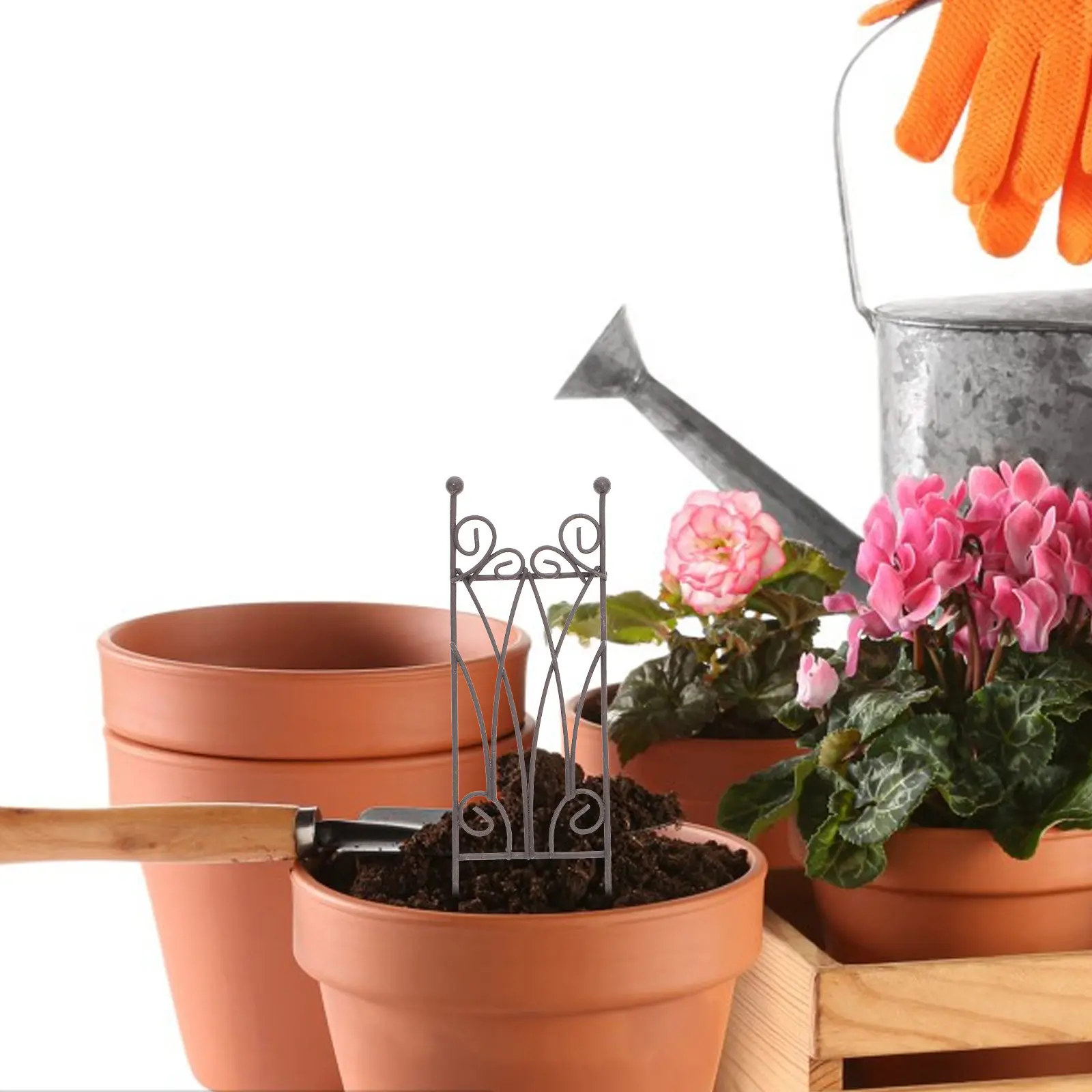 

2Pcs Compact Metal Plant Trellis for Climbing Plants Indoor Outdoor Iron Potted Plant Support Stake Garden Trellis