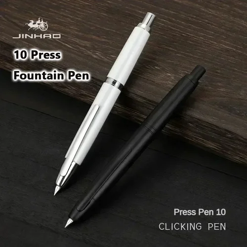 JINHAO 10 pluma estilográfica retráctil EF/F 0,38 0,5 MM punta varilla de Metal bolígrafos de tinta de escritura negros suministros escolares de oficina papelería