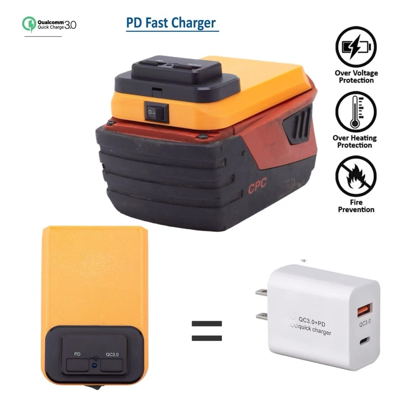 for HILTI 22V B22 CPC Volt Lithium Battery Power Bank Source Adapter  PD/QC3.0 USB Fast Charger（Adapters Only）