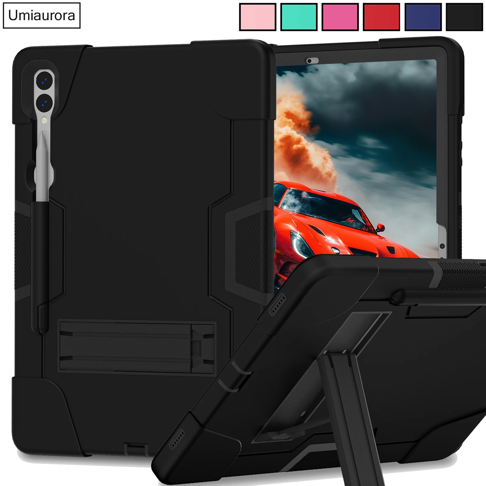 For Samsung Galaxy Tab S7 S8 S9 FE Plus 12.4 inch SM-X810 T970 T730 X710 Case Heavy Duty Shockproof Kids Silicon PC Tablet Cover