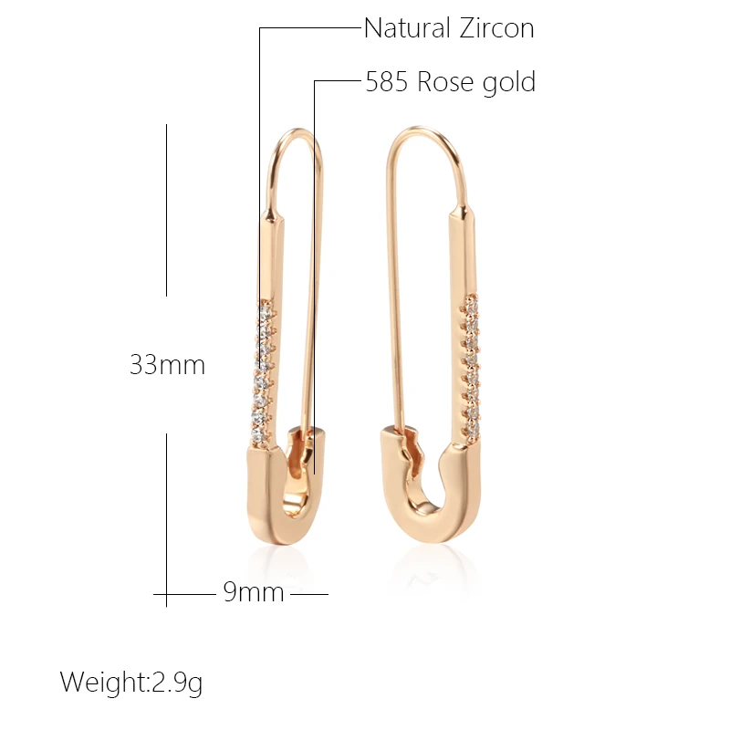 Kienl Trendy 585 Rose Gold Long Dangle Earrings for Women Vintage Wedding Natural Zircon English Earrings Fine Daily Jewelry