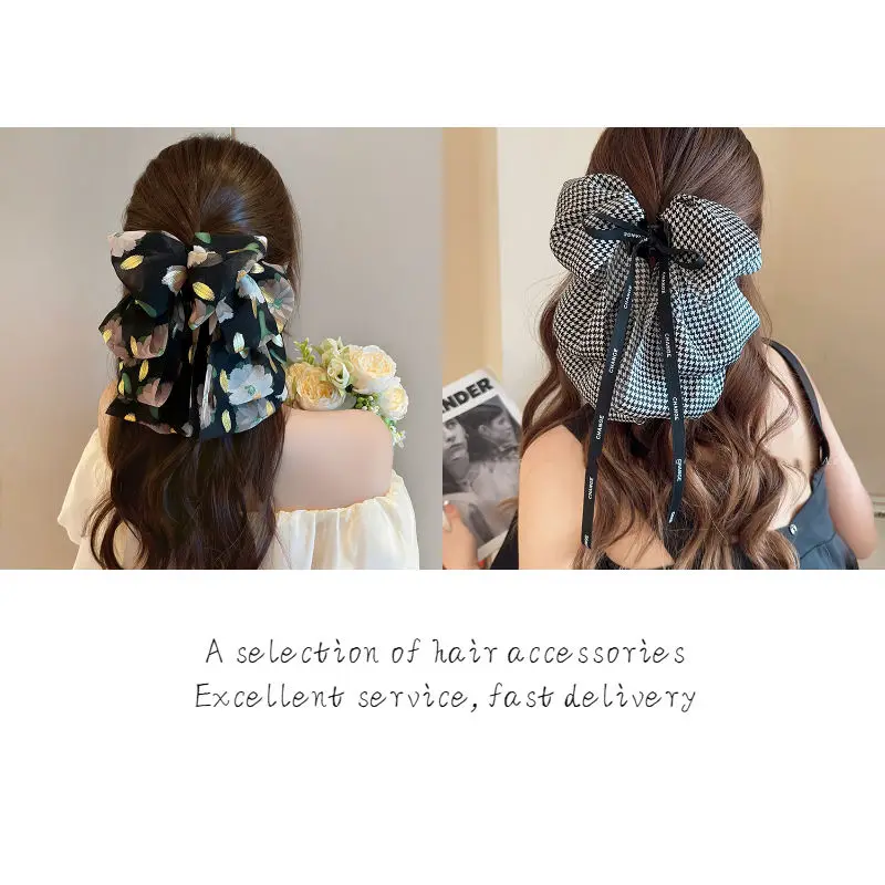 Korean Hair Accessories for Women Girls Cute Irregular Plaid Bowknot Hair Claws Lady Delicate Clip Headwear Butterfly Hair Clip