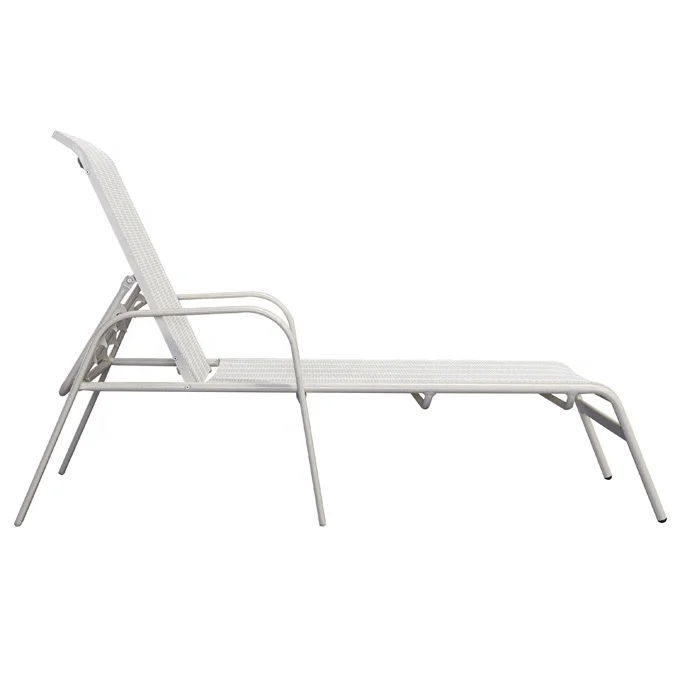 Beige White Patio Garden Recliner Lounge Chairs Sunbed Outdoor Aluminum Swimming Pool Sun Loungers