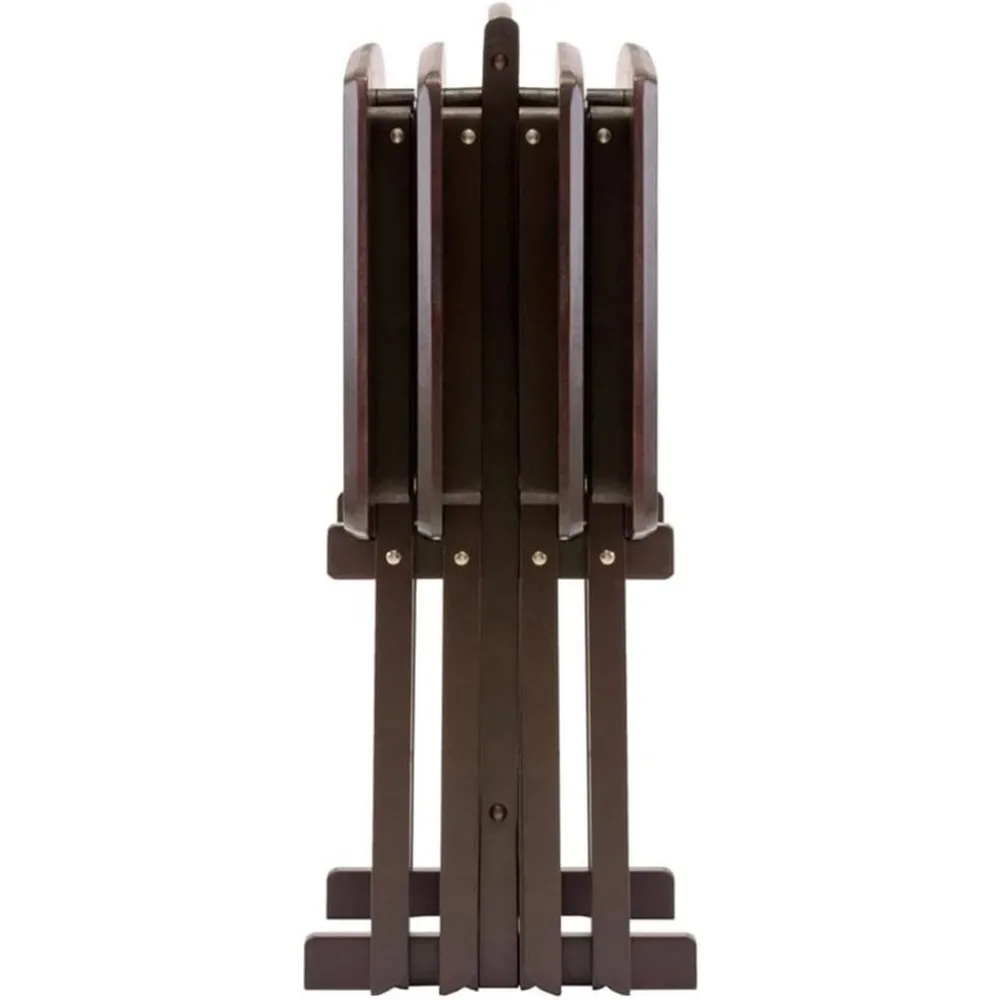 Espresso-Stained 5-Piece Large Solid Wood Snack Table Collection