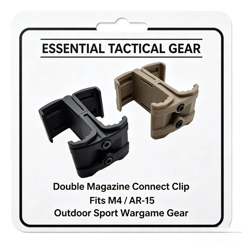 Parallel Magazine Coupler Component, Universal Dual‑Mag Link Clip for Outdoor Shooting Site Application