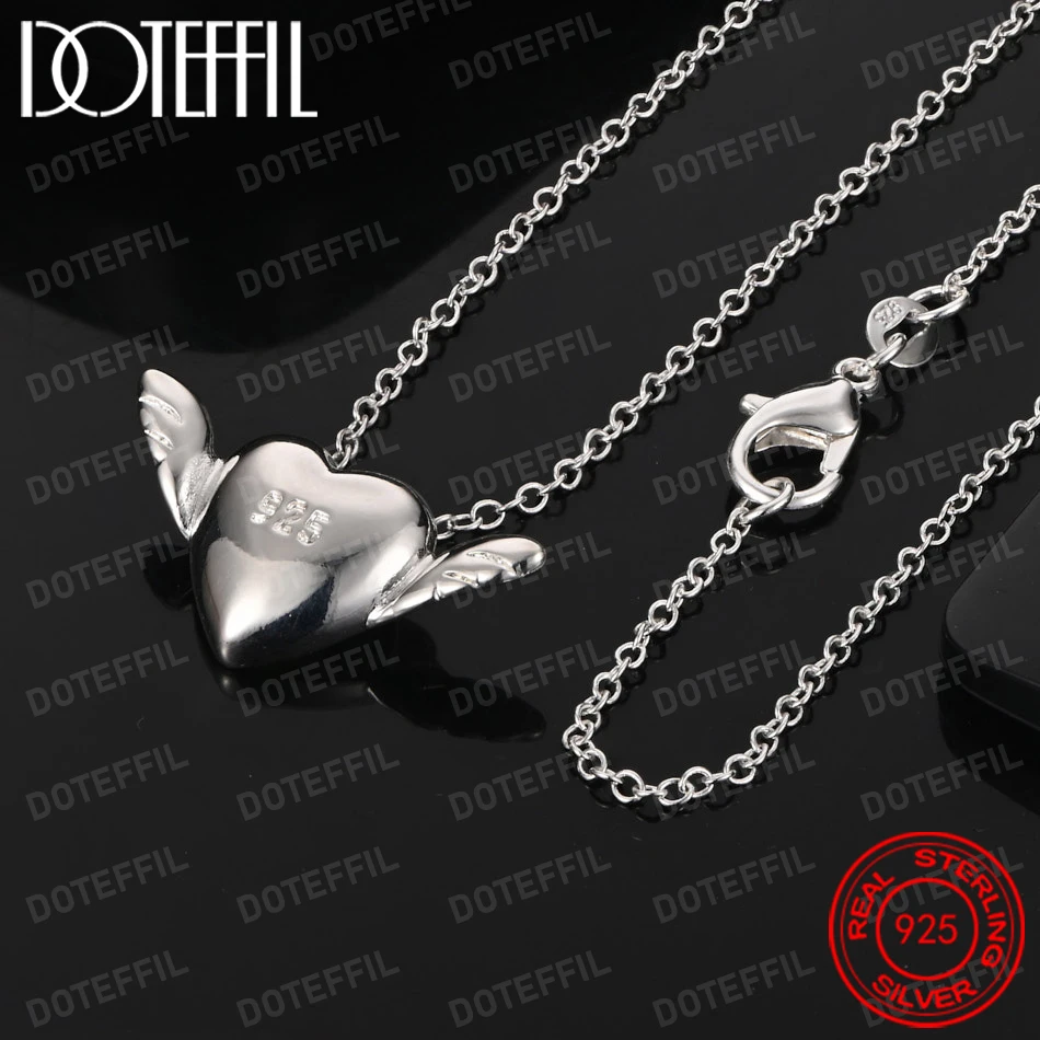 925 فضة القلب الجناح قلادة قلادة للمرأة الزفاف حفلة خطوبة مجوهرات هدية #5