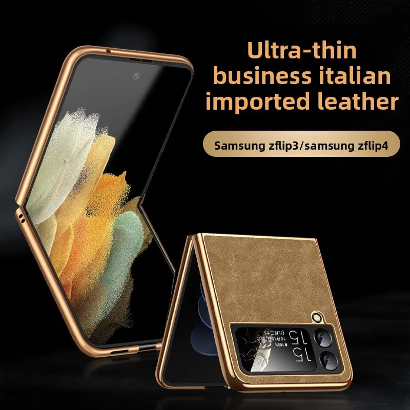 

Suitable for Samsung ZFLP3 4 5 foldable screen phone case, imitation leather sheepskin protective cover, electroplated case