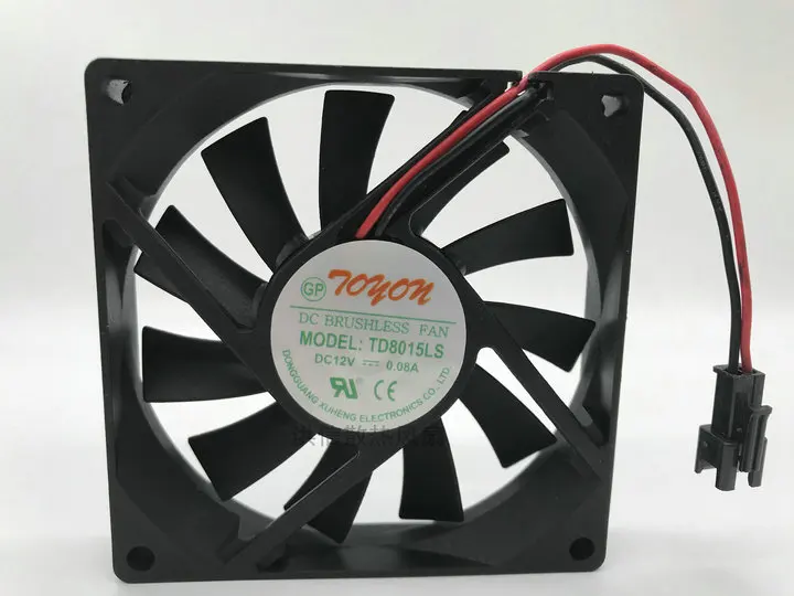TOYON TD8015LS DC 12V 0.08A 80x80x15mm 2-Wire 80mm Cooling Fan