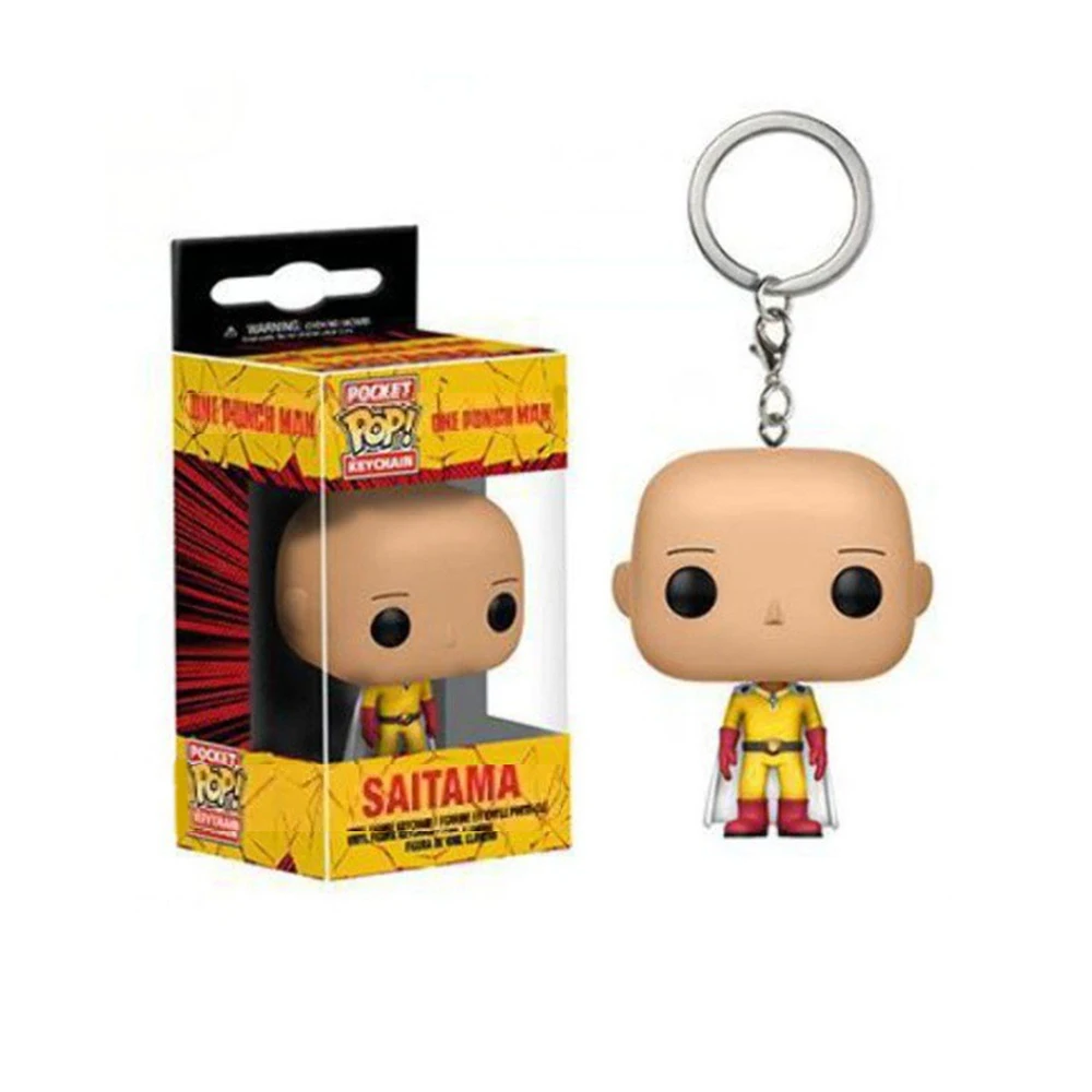 Hot Funko Keychain Toy One Punch Superman Series SAITAMA Pocket Pop Keychain Vinyl Action Figure Collection Toys