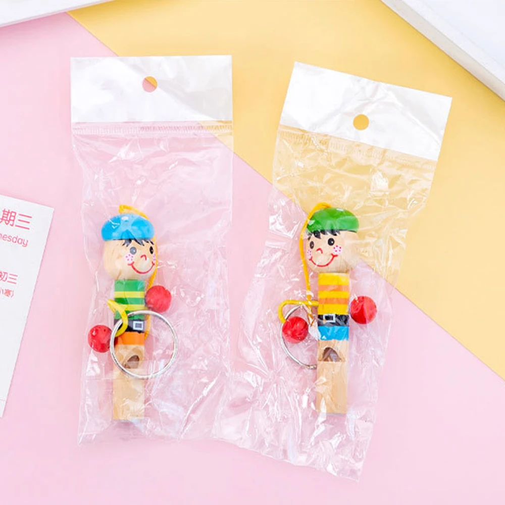 12/30 Pcs Mini Wooden Pirate Whistle Toy with Key Chain Kids Birthday Party Wedding Guest Gifts Souvenir Pinata Christmas Gifts