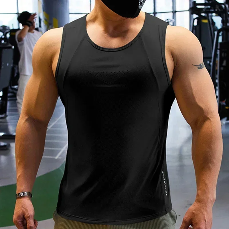 

Men Running Breathable Vest Sportwear Training Exercises Sleeveless Tees Gym Jogging Shirts Athletic Tops Clothing