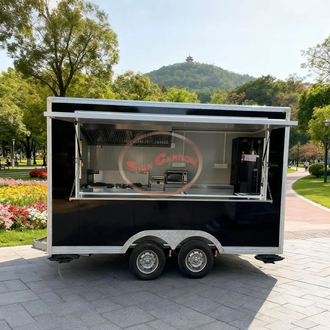 Entrepreneurship Essential Cost-Effective Mobile Food Trailer Towing Outdoor Commercial Street Snack Cart Fast Food Truck