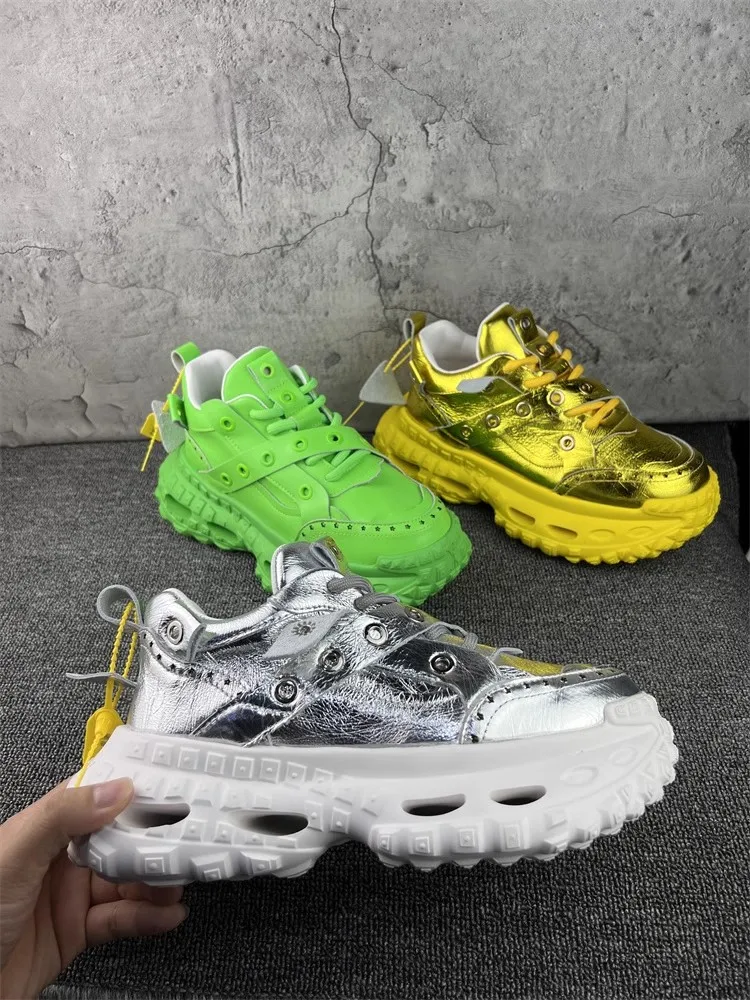 Spring Autumn New Mens Daily Platform Shoes Leather Fashion Designer Stylish Sneakers Mens Lace Up Footwear Round Toe Shoes