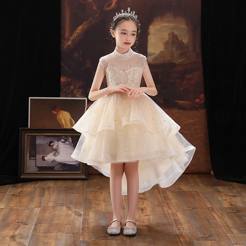 

Girls' Formal Dress Princess Dress Puffy Tulle Flower Girl Piano Performance Children's Stylish Birthday Girl Host Dress