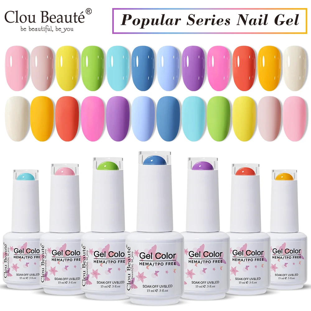 

Clou Beaute Красочный гель-лак для ногтей Полуперманентный Gellack Nail Art Весна Лето Яркий цветной гель-лак УФ-гель База Верхнее покрытие