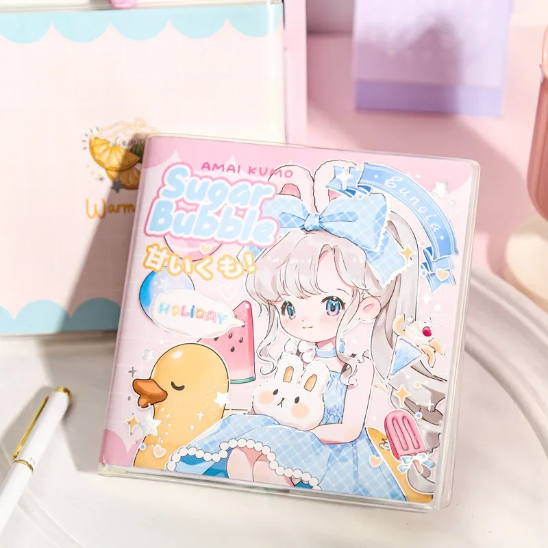 Imagem -02 - Kawaii Meninas Capa de Plástico Quadrado Notebook um Pouco Doce Nuvem Bonito dos Desenhos Animados Mão Conta Livro Diário Jotter