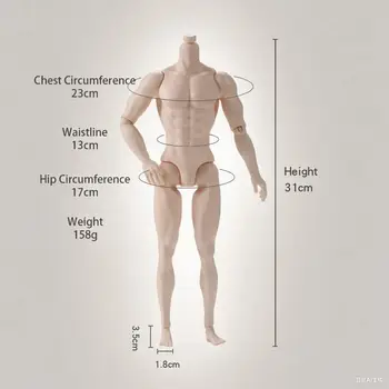 BJD nahý mužský model 1/6, pohyblivý kloub, sval, akční panenka, příslušenství, DIY kreslení, držení těla, referenční panenka, okolí 6 nejlepší prodej BJD panenka mužská nahá - №4