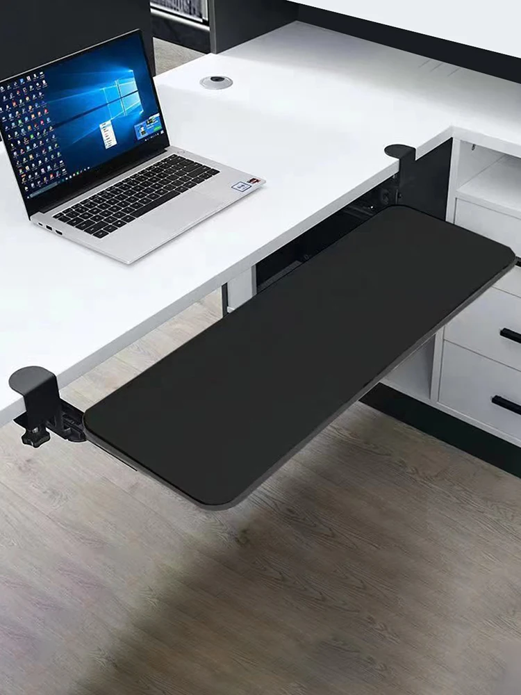 

Slide Out Computer Keyboard Drawer with C Clamp Mount Slide-out Keyboard Holder Height Adjustable Computer Keyboard & Mouse Tray