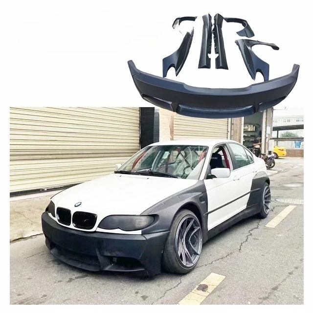 For  E46 Sedan Upgrade Wide Body Kit E46 Wide Front Bumper Side Skirt Fender Flare