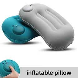 Almohada de Camping al aire libre, almohada de cabeza inflable de prensa rápida, almohada portátil para dormir, cojín Lumbar de viaje y almohadas traseras