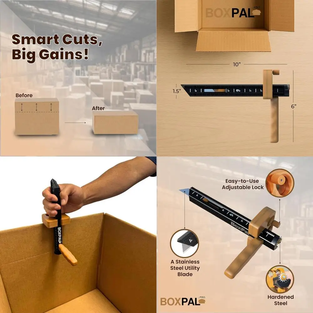 

Cardboard Box Resizer with Scoring Wheel, Built-In Cutter, and Depth Guide for Custom Shipping Boxes