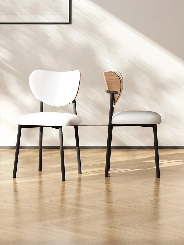 French medieval light luxury solid wood soft bag dining chair household retro minimalist microfiber leather backrest chair