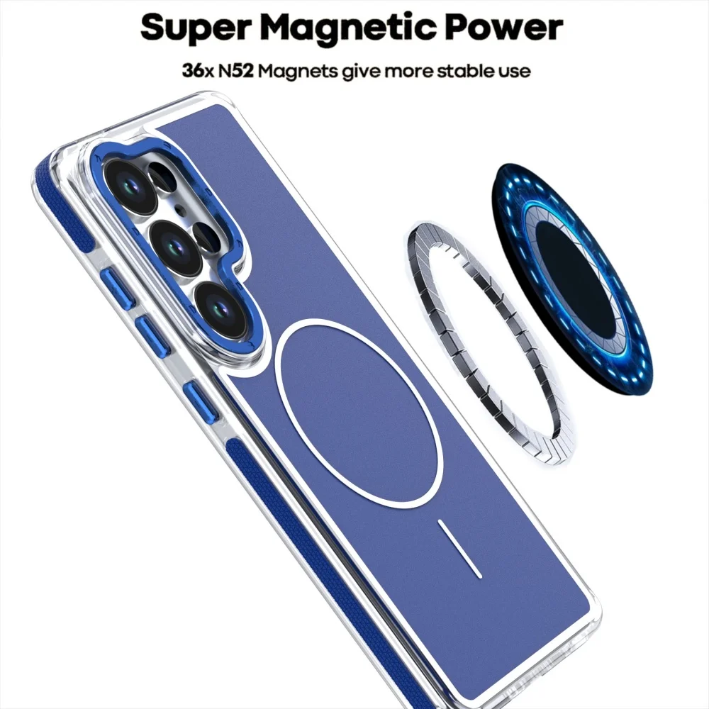 Nowe silikonowe etui w jednolitym kolorze z magnesem do Magsafe dla Samsung S26 Ultra S25 FE S24 S23 A16 A17 5G, odporne na wstrząsy, ochronne. — zdjęcie produktu 2