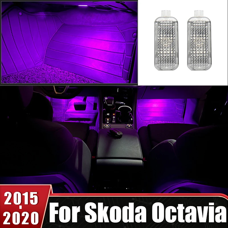 Lámpara LED para los pies, luz ambiental, accesorios internos para Skoda Octavia A7 MK3 5E 2015 2016 2017 2018 2019 2020