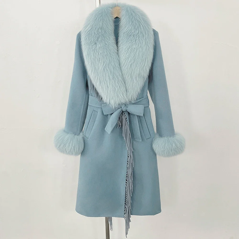 

Шерстяная куртка из натурального меха, новинка 2023 года, осенне-зимняя модная куртка из натурального меха, женское короткое пальто из лисьего меха, шерстяное пальто, женская одежда