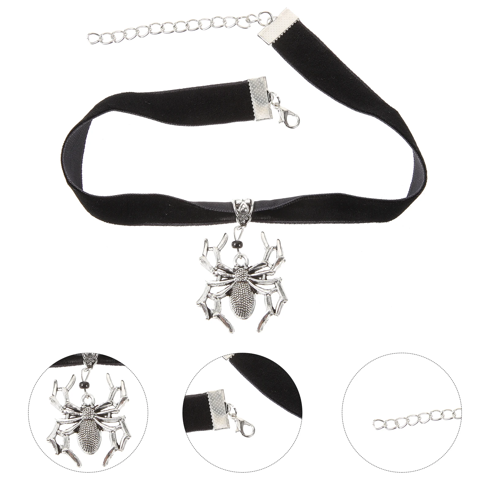 

Spider Pendant Goth Necklace Ladies Black Choker Punk Necklaces Alloy for Women Accessories Miss Halloween