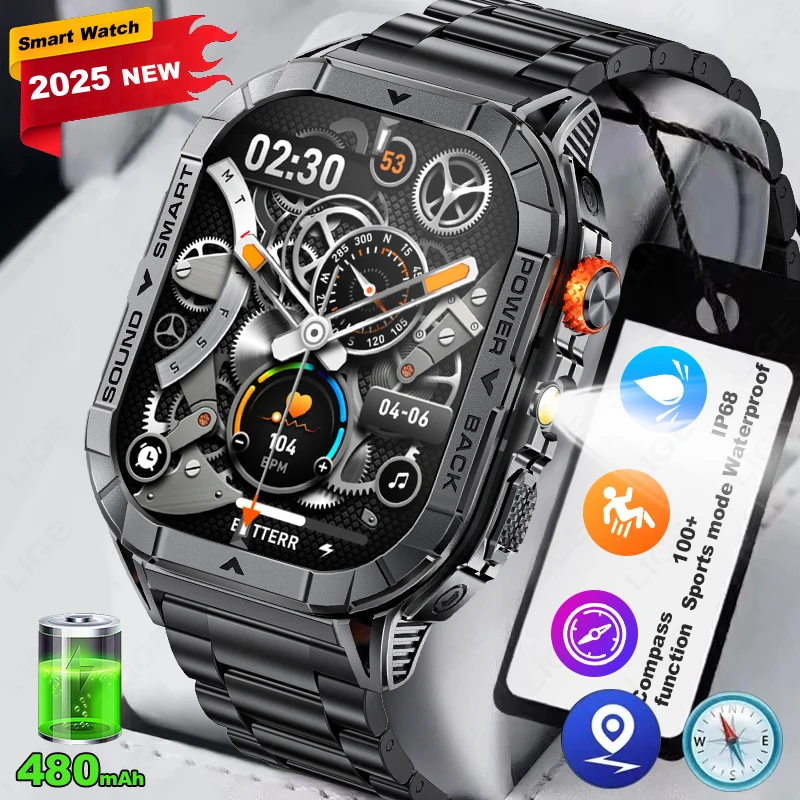 

Новинка 2023 года для Huawei Xiaomi Смарт-часы 2,13 дюйма AMOLED-экран Мужские часы Компас 3ATM Водонепроницаемые Bluetooth-вызовы Спортивные умные часы